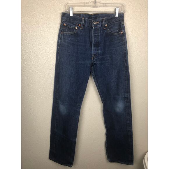 Vintage Y2k Levi's 501 501XX Blue Classic Straight Button Fly Denim Jeans 31x36 - Picture 4 of 13